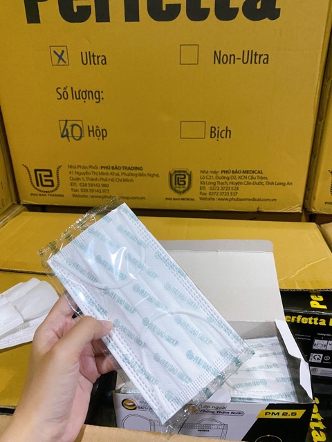 Khẩu Trang Perfetta Ultra 4 lớp hộp 35 cái (có logo)