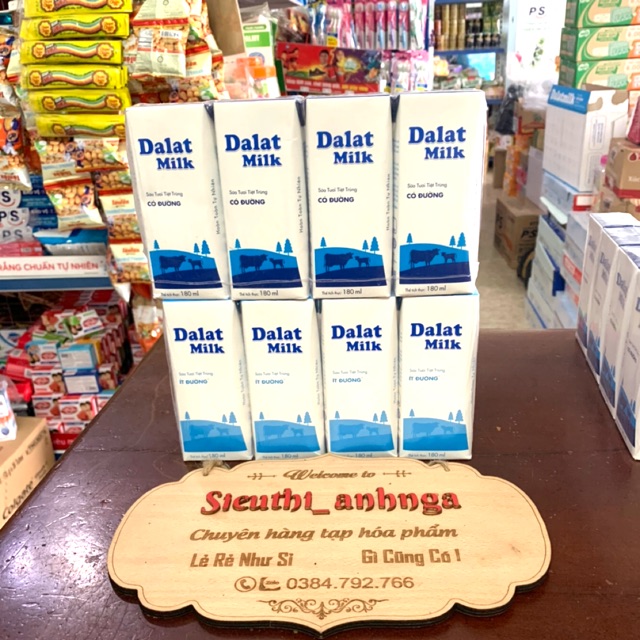 Sữa Tươi Tiệt Trùng Dalat Milk Lốc 4 Hộp x 180ml