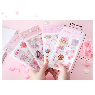 Bộ Hình dán Sticker chủ đề Sakura Doll - tone hồng phấn, nhiều mẫu xinh xắn dễ thương, có sẵn Đà Nẵng.