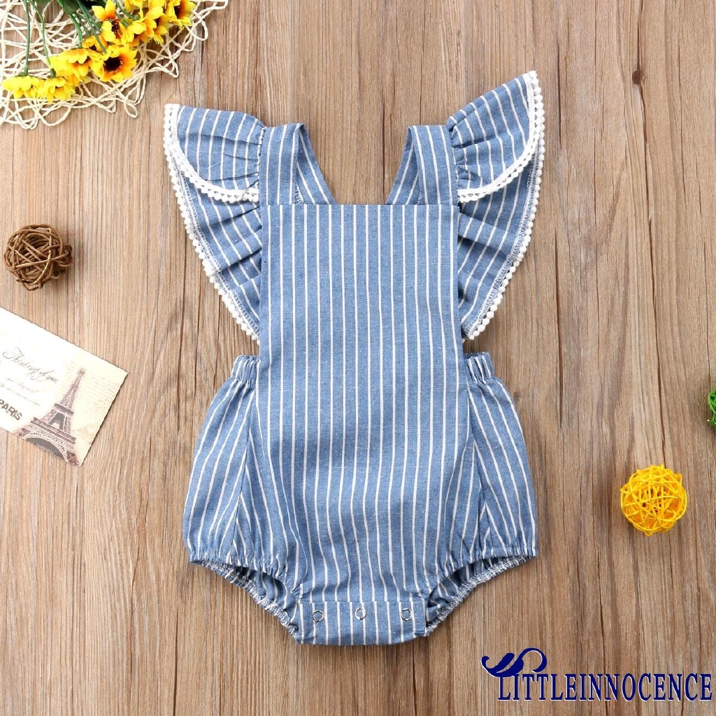 ❤XZQ-Hot Toddler Infant Baby Girl Cotton Stripe Romper Jumpsuit Bodysuit Clothes Outfit