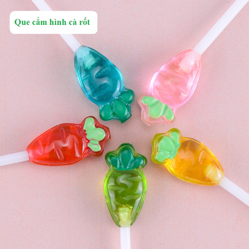 Phụ kiện tiểu cảnh que cắm hình cà rốt nhiều màu, trang trí chậu trồng cây, làm tiểu cảnh terrarium