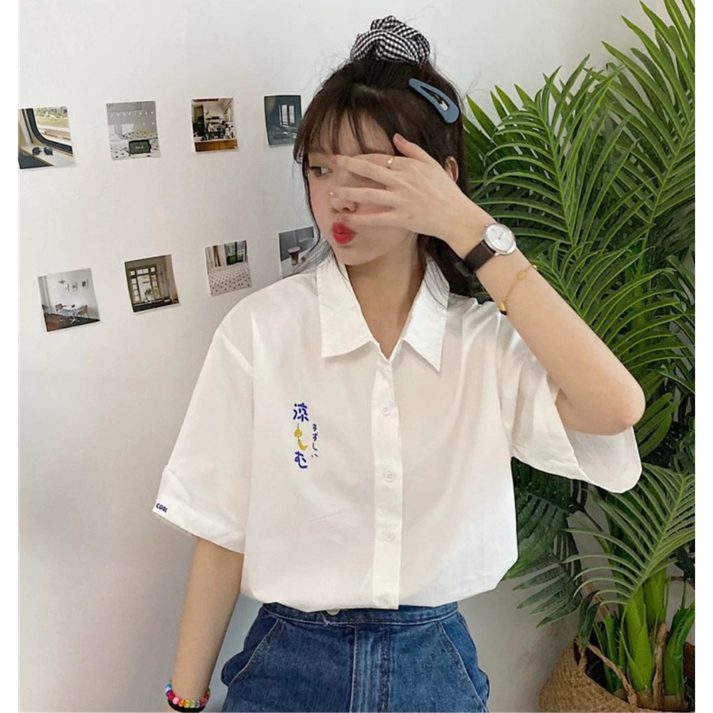 Áo sơ mi cộc tay in đèn lồng HARI0321