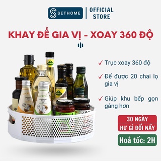 Khay đựng gia vị xoay 360 độ SETHOME đựng mỹ phẩm trên bàn trang điểm hoa quả ở phòng khách