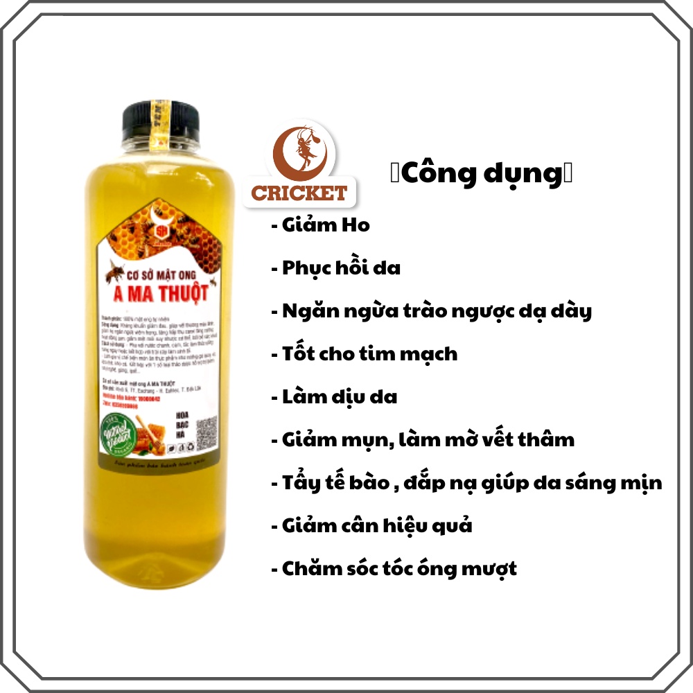 Mật Ong Bạc Hà 100% Nguyên Chất Chai 1L (1,5kg)  - Mật ong tự nhiên tốt cho sức khỏe [Tặng Nấm Hồng Chi]