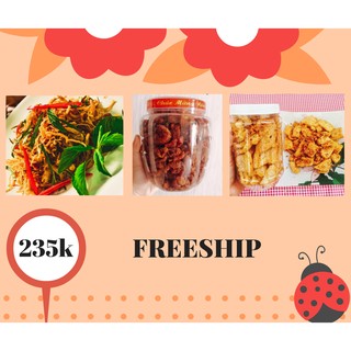 COMBO ĂN VẶT KHÔ GÀ DA HEO DA GÀ DÂU TÂY SẤY GIẢM CÂN