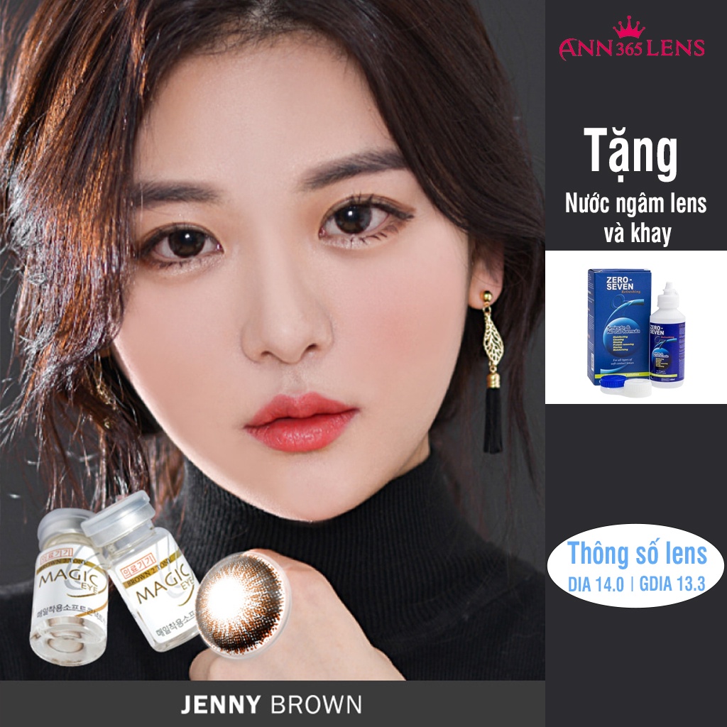 Kính áp tròng 1 năm  ANN365 màu nâu Jenny Brown chống tia UV dùng 12H/ ngày dành cho mắt nhạy cảm