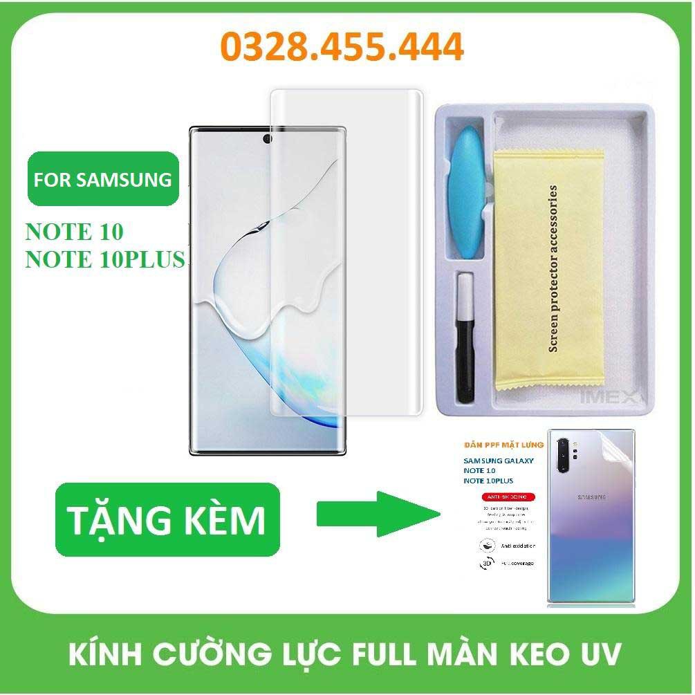 Kính Cường lực full keo UV dành cho Samsung note10 note 10Plus độ cứng 9H.