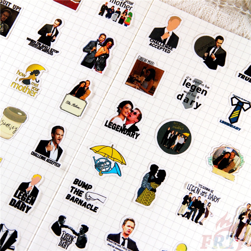★★★ Sticker Dán Trang Trí Nhật Ký Bằng Tay How I Met Your Mother Q-3 ★★★ Set 48 Miếng Dán Trang Trí Album Thời Trang DIY