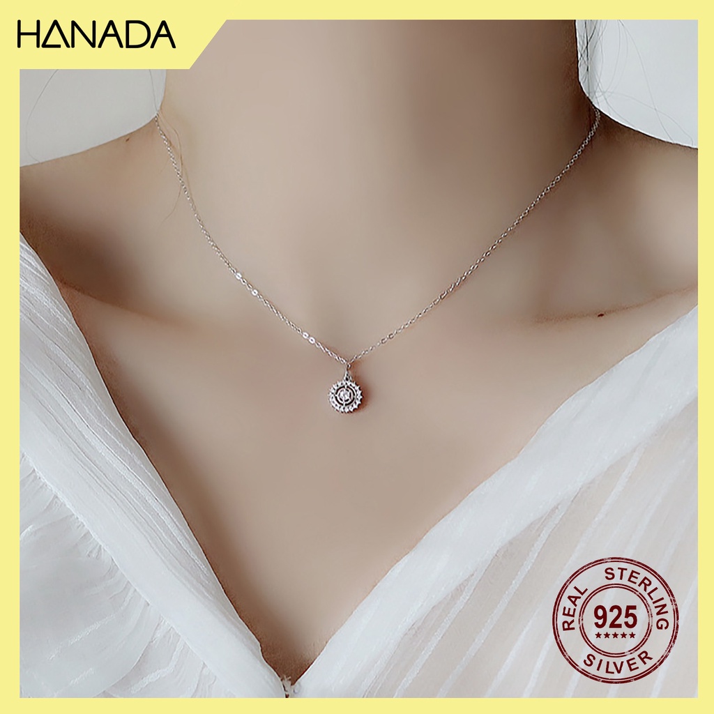 Dây Chuyền Bạc 925 Hanada N1234.N.2.S.340. 0602 Tròn Đá Nhỏ Giữa