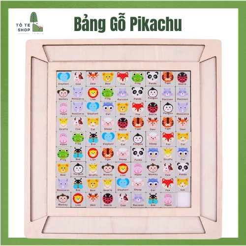 Bảng Gỗ trò chơi Pikachu tìm hình giống nhau,trò chơi 2in1 bé vừa chơi lật mở vừa học từ mới tiếng Anh,nhiều chủ đề