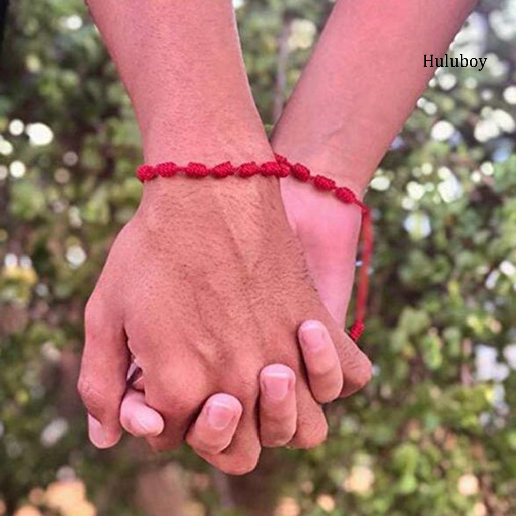 Bộ 2 Vòng Tay Bện Dây Đỏ May Mắn 7 Nút Bảo Vệ Trang Trí Năm Mới