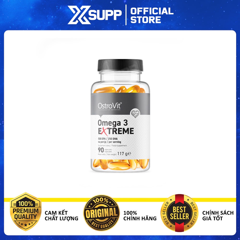 Ostrovit Omega3 Extreme Dầu Cá Fish Oil, Dầu cá hàm lượng cao - 90 Viên
