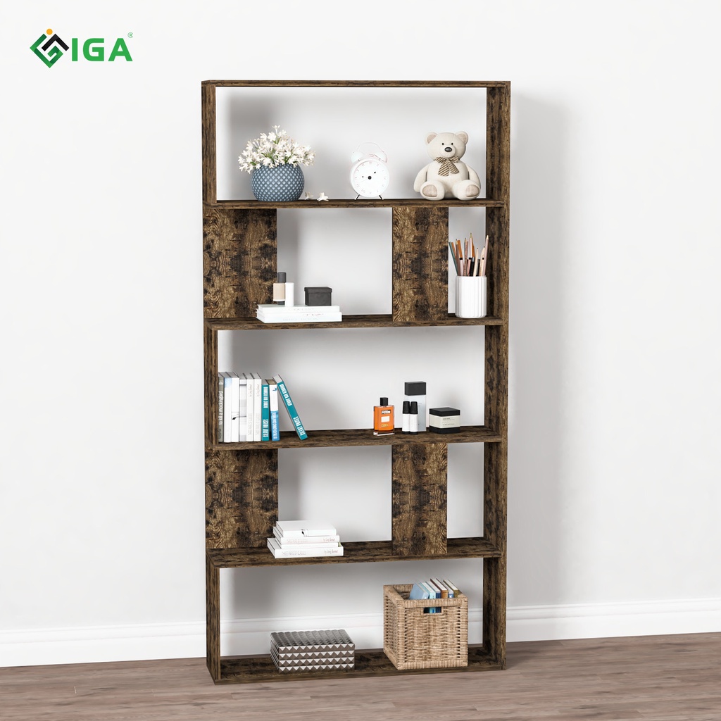 [HỎA TỐC]Tủ sách, kệ để đồ thông minh màu gỗ cháy thương hiệu IGA.GP105.08
