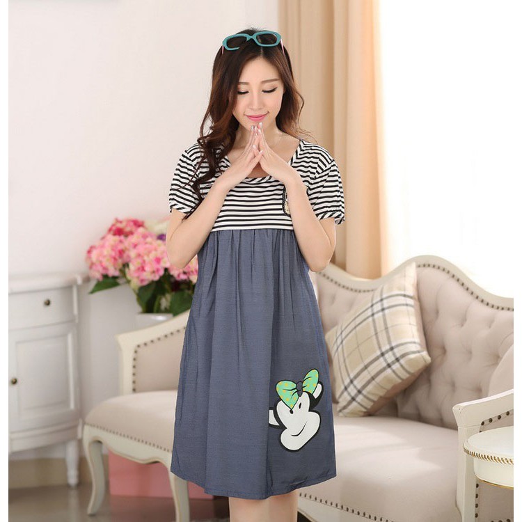 Váy Giả Jean Bầu Kết Hợp Cho Con Bú NX920