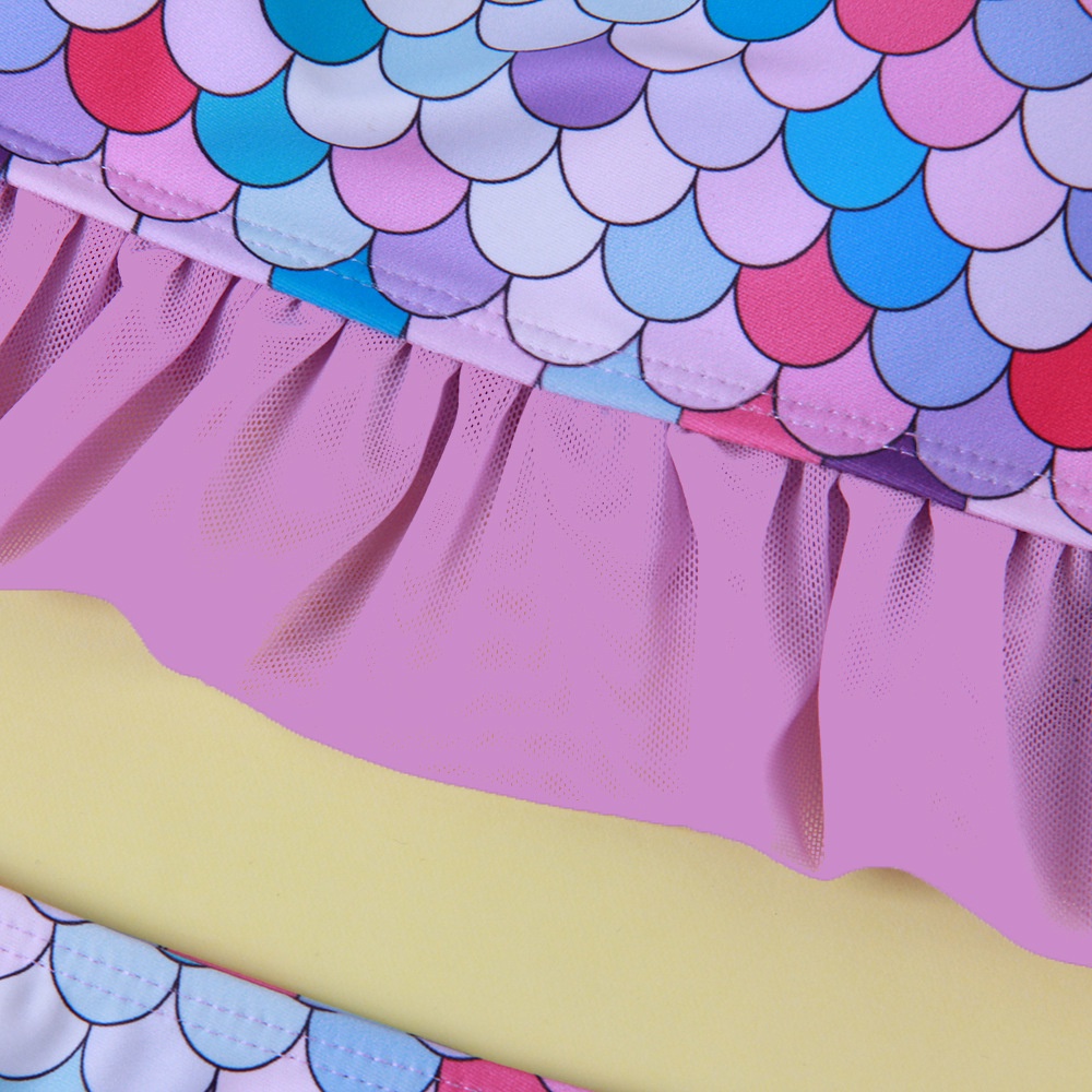 Bộ Đồ Bơi Nhún Bèo Lưng Cao Co Giãn Thoải Mái Dành Cho Bé Gái