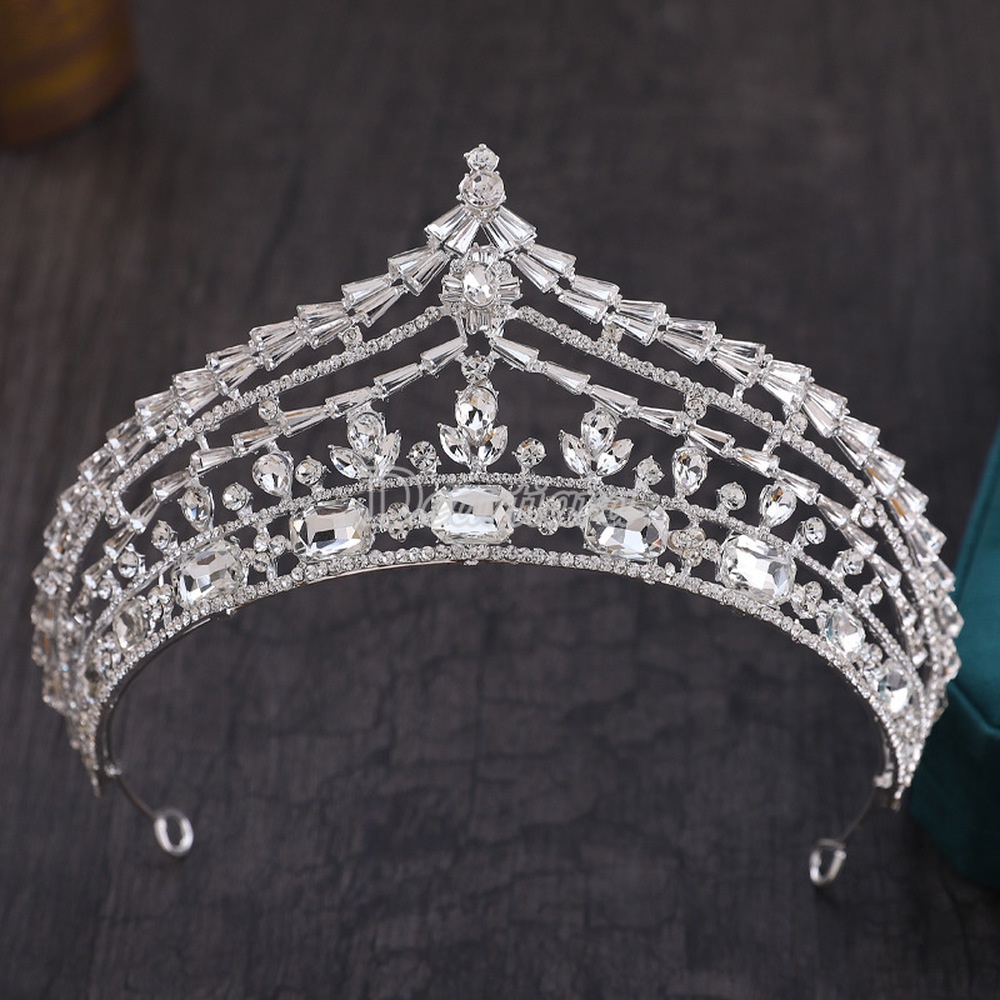 Vương Miện Hợp Kim Kẽm Mạ Bạc Sang Trọng Cho Cô Dâu