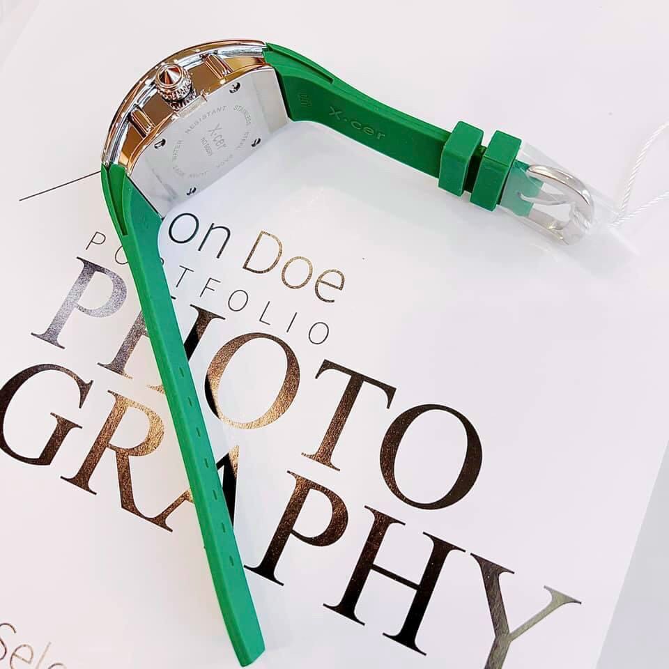 Đồng Hồ Nữ XCer Dây Silicon Xanh Silver Authentic 36mm