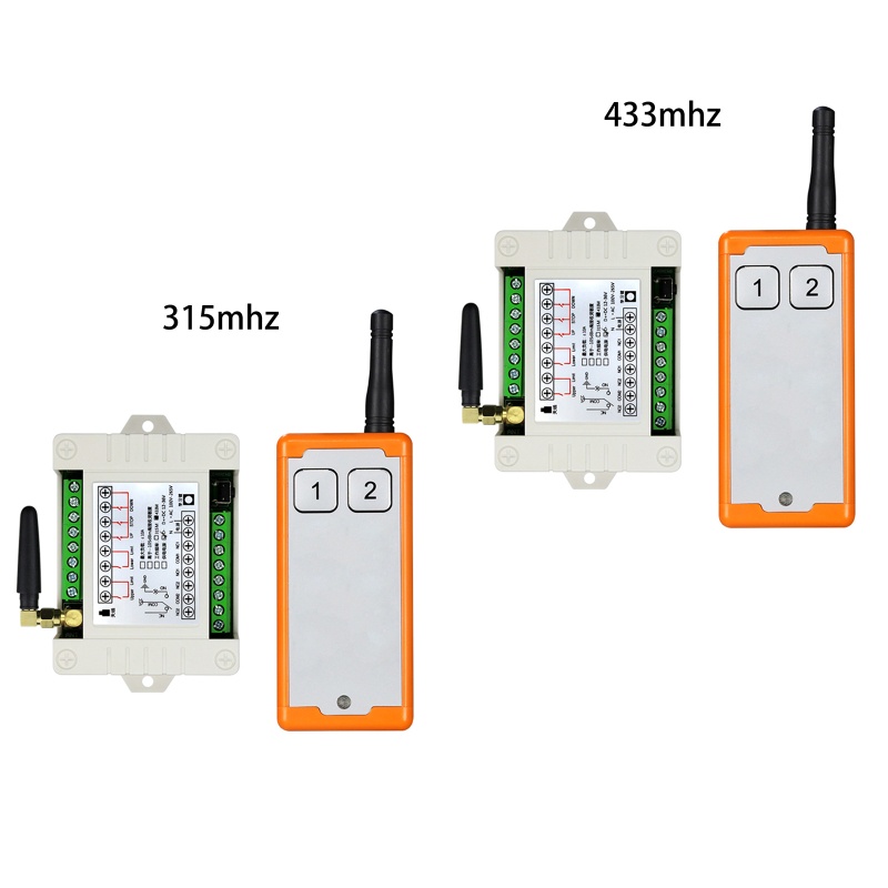 Điều Khiển Từ Xa 12V 24V 48V 2 Kênh 315Mhz / 433Mhz Cho Động Cơ