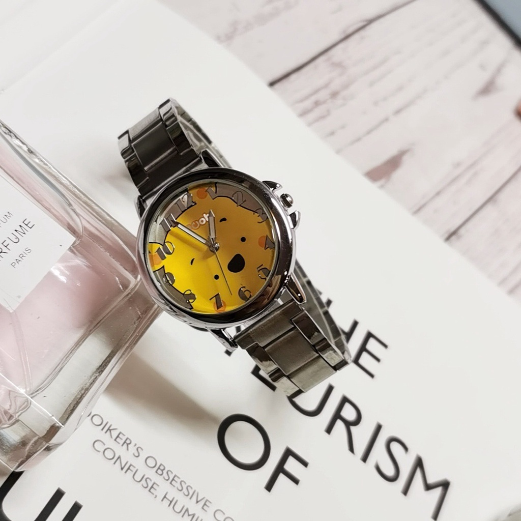 Đồng Hồ Đeo Tay Mặt Vuông Họa Tiết Hoạt Hình Disney Bằng Thép Không Gỉ Chống Thấm Nước