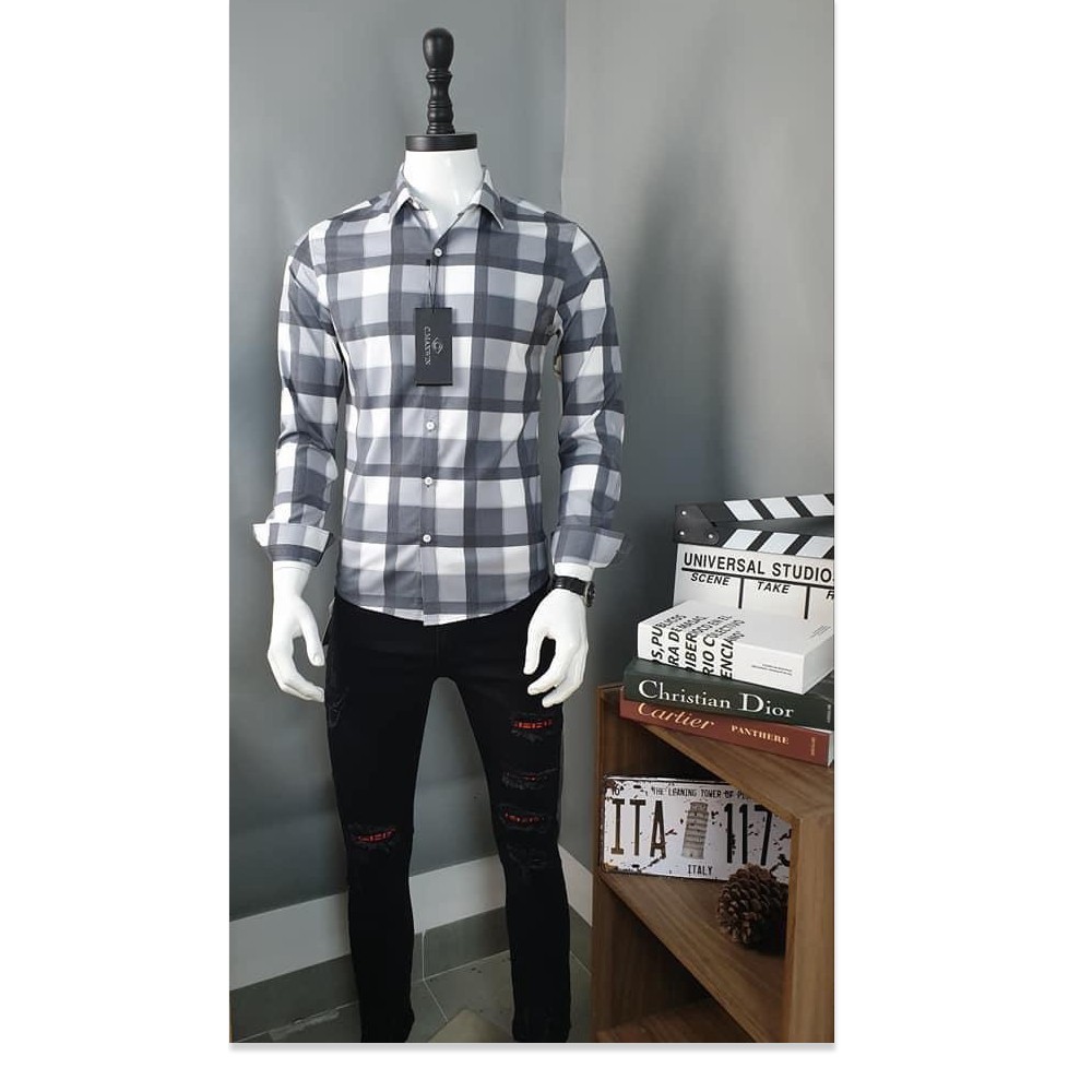 ÁO SƠ MI NAM PHỐI SỌC CARO HHP ẢNH THẬT Y HÌNH