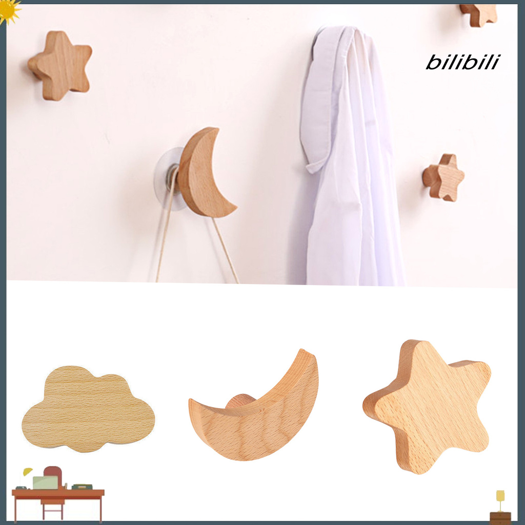 FSbilibili Hook Convenient Strong Bearing Capability Punch Free Towels Coat Star Moon Cloud Hanger for Home