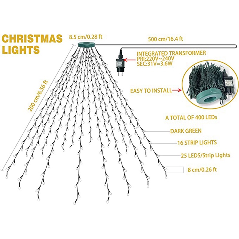 Hàng Mới Về Mới Dây Đèn led Hình Thác Nước Ngôi Sao Trang Trí Cây Thông Noel