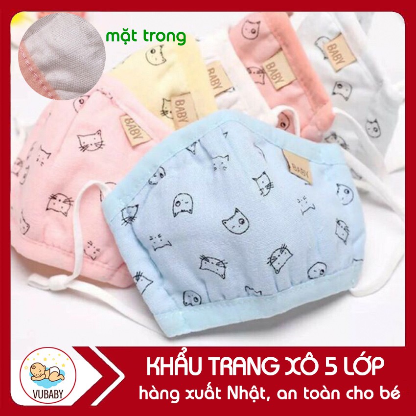 Khẩu trang xô 5 lớp xuất Nhật túi zip có nút điều chỉnh cho bé