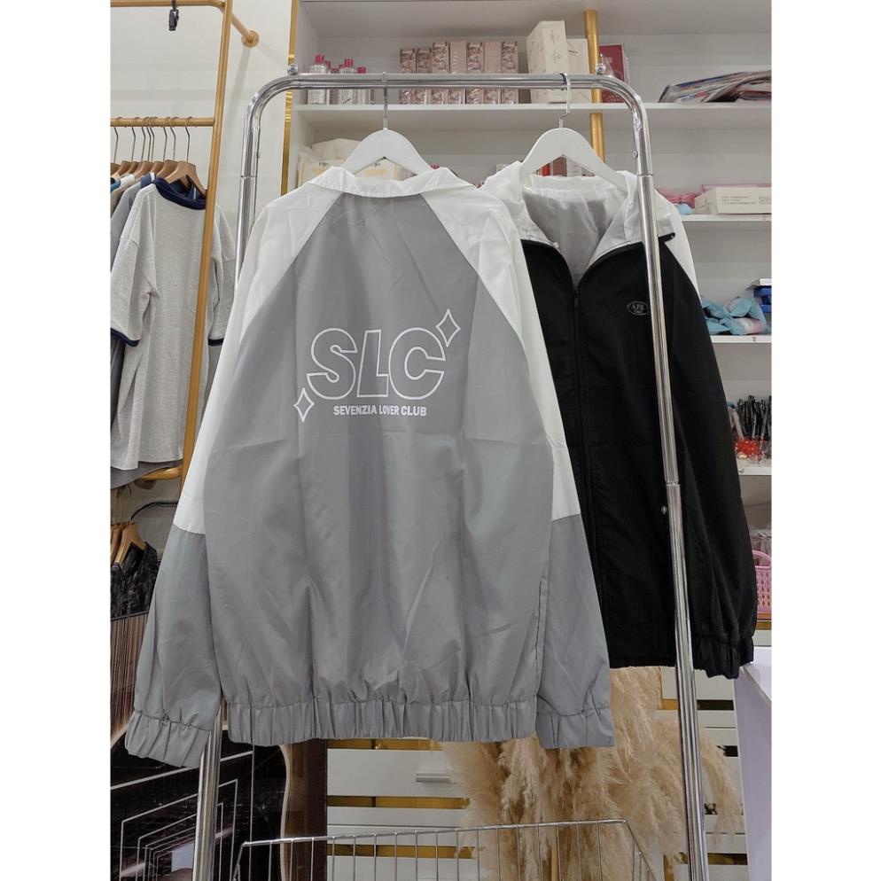 Áo Khoác Gió Bomber Chữ SLC Dáng Rộng Phối Màu Nam Nữ Unisex Uzzlang
