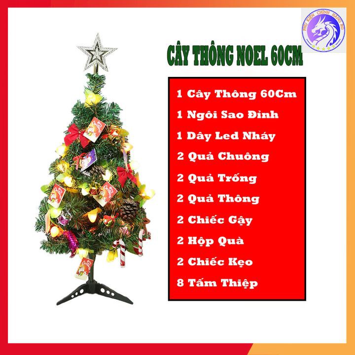 Cây thông noel mini để bàn 60cm full phụ kiện trang trí giáng sinh dễ thương