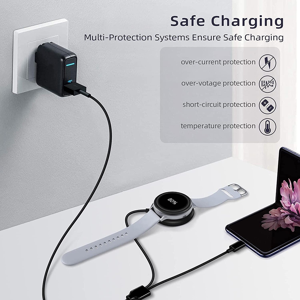 Đế Sạc Không Dây 2 Trong 1 Có Nam Châm Cho Samsung Galaxy Watch 4 Classic/3/Active 2/Samsung S21/S20