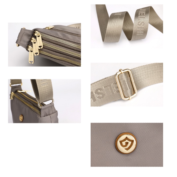 Túi Đeo Chéo Vai Bằng Nylon Màu Trơn 3 Lớp Sức Chứa Lớn Chống Nước Cho Nữ