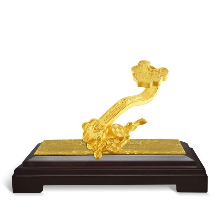 Quà tặng phong thủy mạ vàng Vương Trượng Như Ý DOJI QT13020 mang lại sự nghiệp hanh thông, công danh thăng tiến
