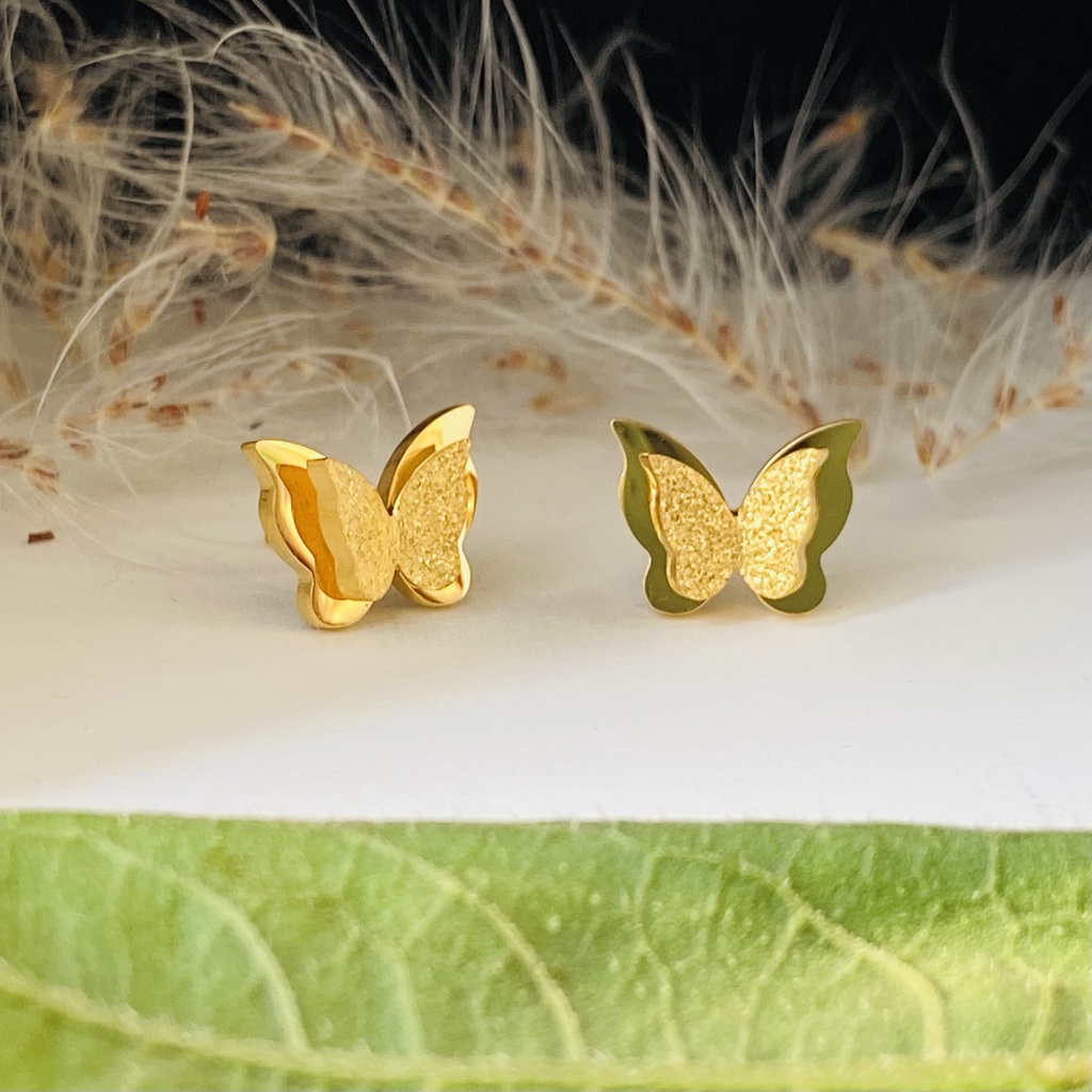 Khuyên tai nữ titan, hoa tai nữ mạ vàng 18k Emmee