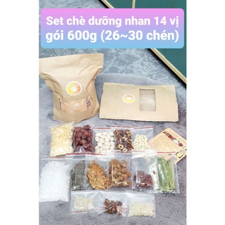 Chè dưỡng nhan nguyên liệu. gói 100g, 50g tuyết yến/ nhựa đào/ bồ mễ/ đông trùng thảo/ hạt sen/ long nhãn/ kỷ tử -->