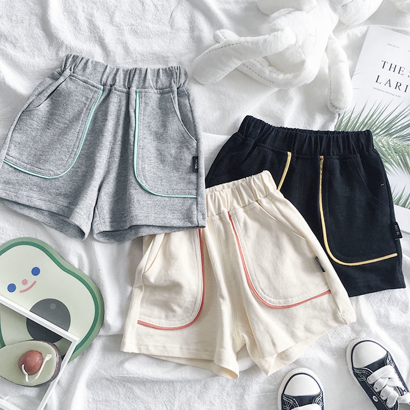 Quần Short Thể Thao Cotton Dáng Rộng Màu Sắc Tương Phản Thời Trang Mùa Hè Cho Bé Trai Và Gái
