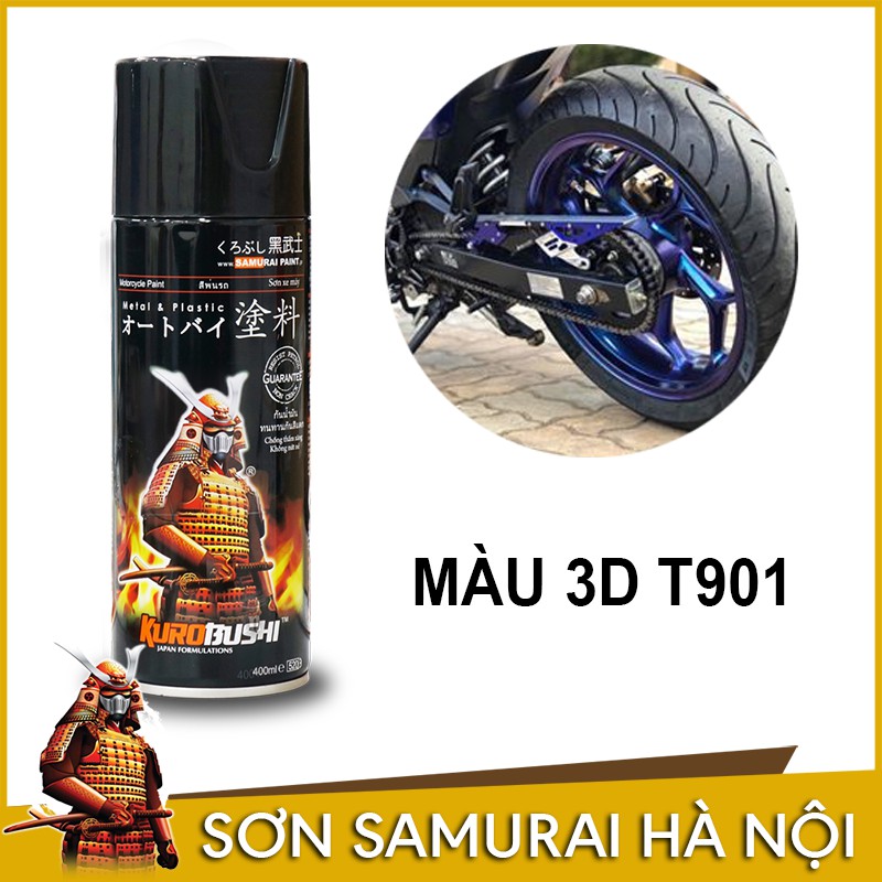 Sơn Xịt Màu Titan 3D T901 Son Samurai - Combo Xanh Tím
