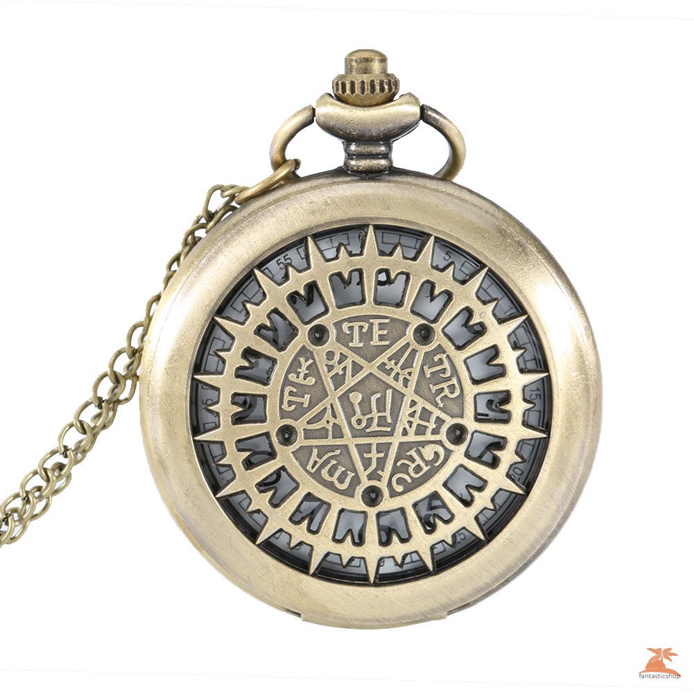 #Đồng hồ bỏ túi# Fashion Five-pointed Star Compass Dial Quartz Pocket Watch Analog Pendant Necklace Chain Clock Gifts