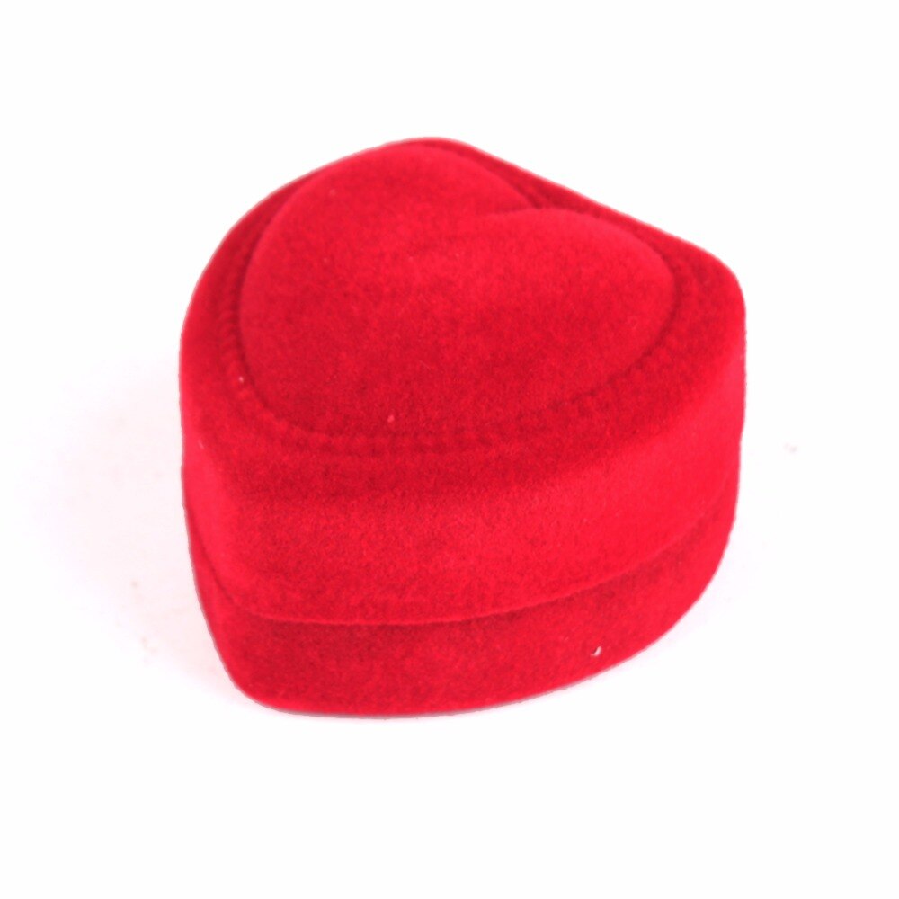 Bộ 5 Hộp Đựng Nhẫn Cưới Hình Trái Tim Màu Đỏ Bằng Nhung