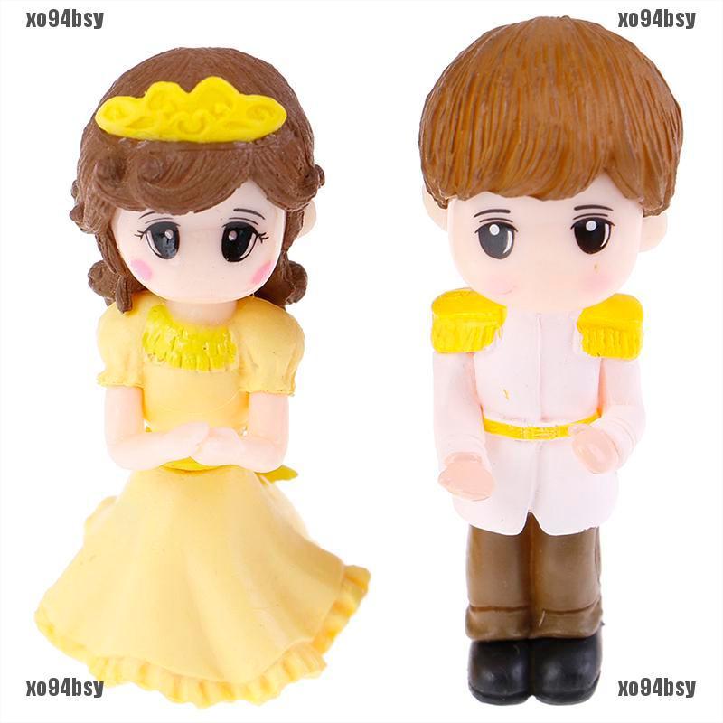 [xo94bsy]1set Prince Princess Couple DIY Mini Miniature Figurine Garden Micro La