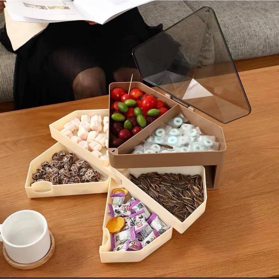 Khay Mứt Kim Cương 3 Tầng Cánh Xòe Thông Minh Hình Tam Giác