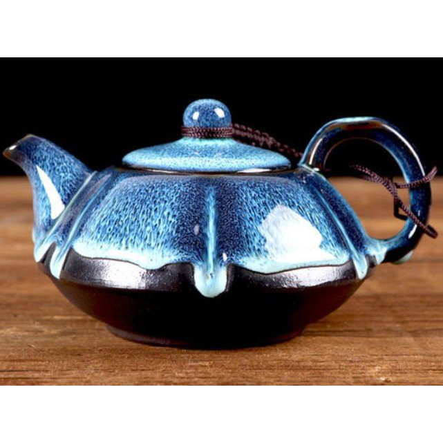 Bộ Ấm Trà Gốm Sứ Men Xanh Cao Cấp 6 Chén - Kèm Hộp Qùa Tặng