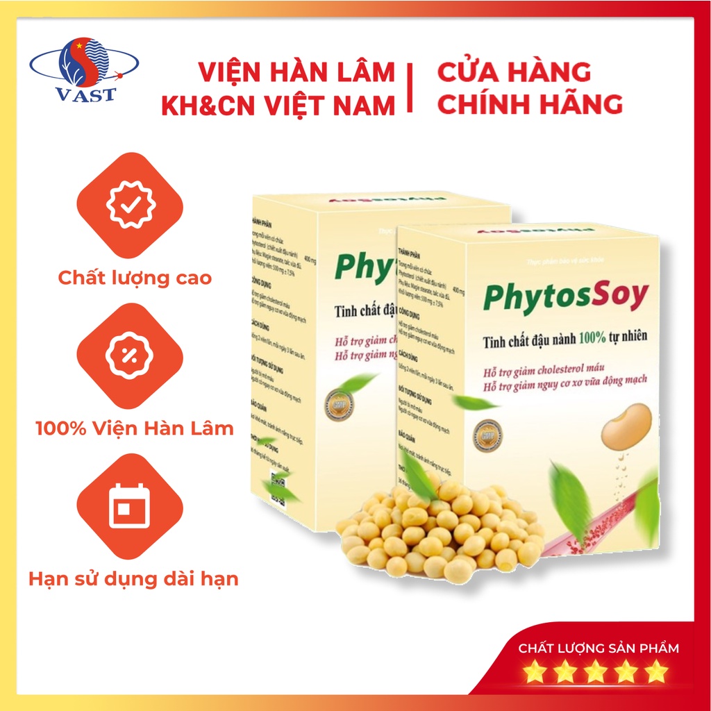 PHYTOSSOY Giảm Cholesterol, Điều Hòa Mỡ Máu, Bền Thành Mạch, Ngừa Tai Biến - Sản Phẩm Của Viện Hàn Lâm KH&VN Việt Nam