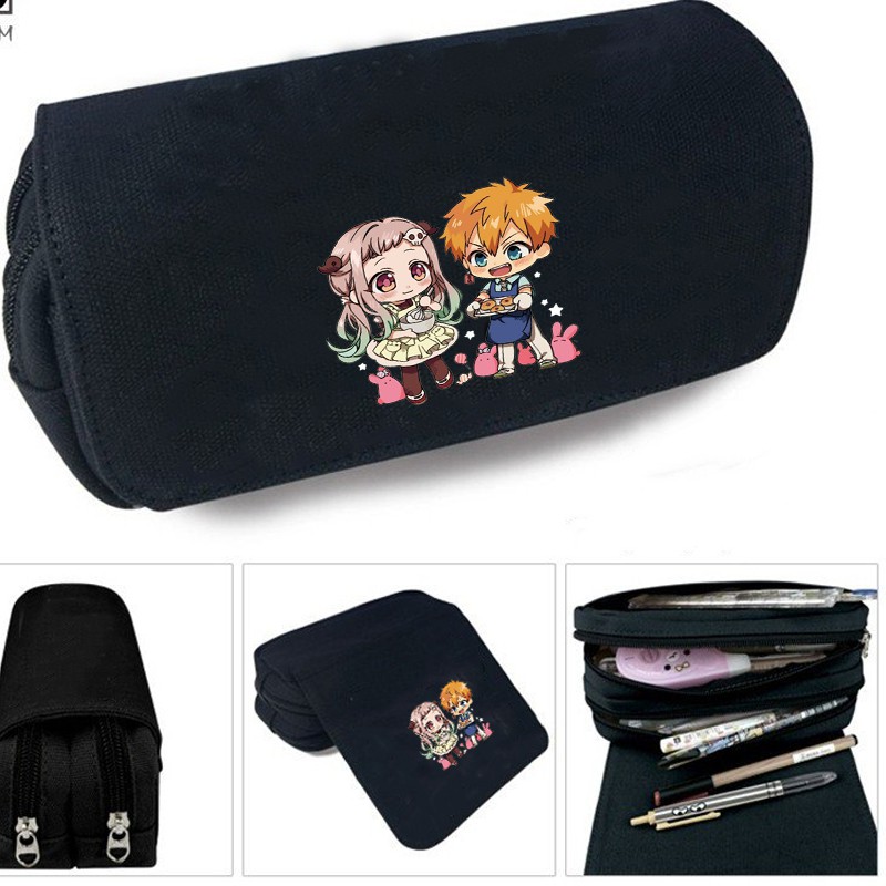 Hộp bút vải canvas khóa trắng JIBAKU SHOUNEN HANAKO-KUN Ác quỷ trong nhà xí chibi anime đi học tiện lợi