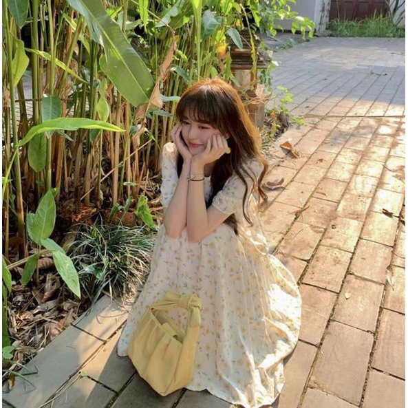 Đầm/váy Babydoll Hoa Nhí Tay Bồng Hoa Hồng, Hoa Cúc - V106