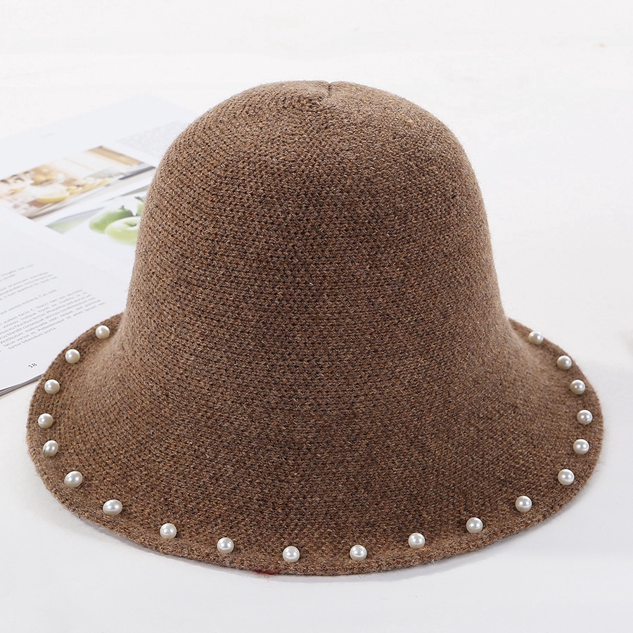 Korean style pearl wide-brimmed hat for women