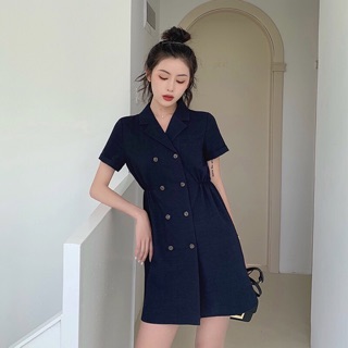 Váy cổ vest hai hàng cúc b-am store