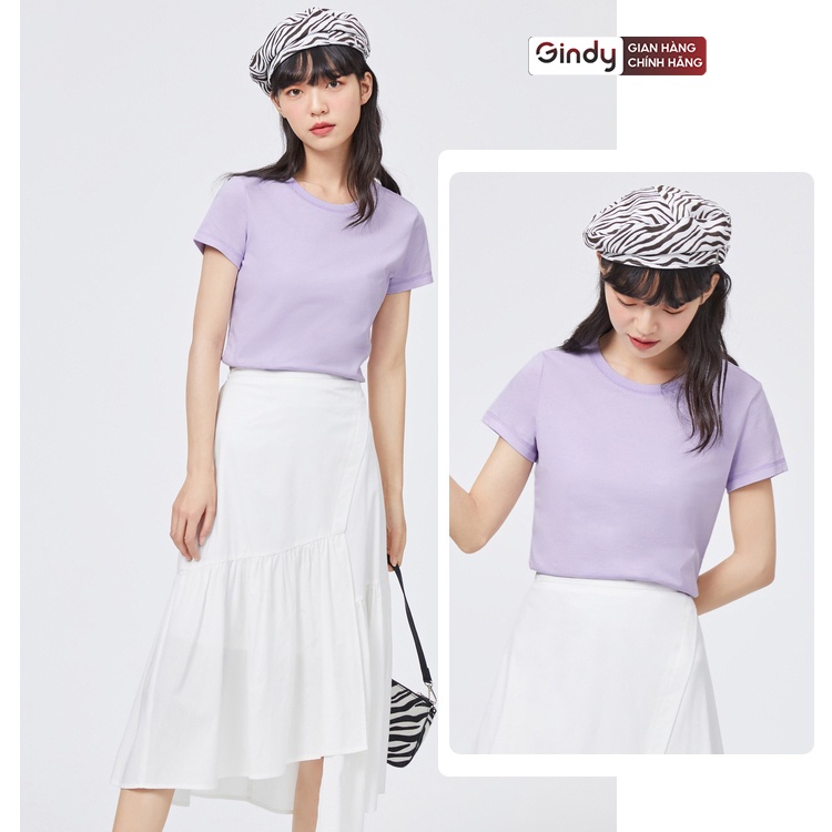 Áo phông cotton thun trơn nữ form vừa cổ tròn GINDY tay ngắn 4 chiều form vừa thoáng mát dễ phối đồ Hàn Quốc A005 | WebRaoVat - webraovat.net.vn