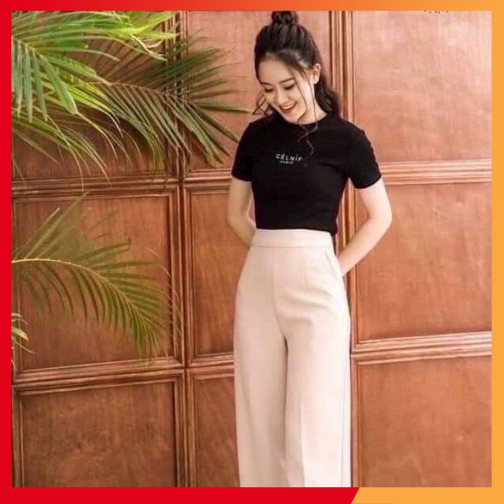 Quần vải ống rộng nữ ⚡️TÔN DÁNG ⚡️ Quần ống suông công sở chất vải tuyết mưa, thiết kế cạp cao | BigBuy360 - bigbuy360.vn