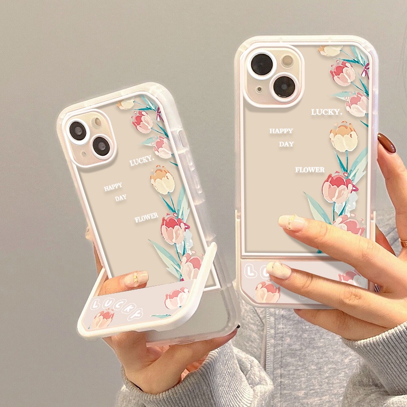 Ốp Điện Thoại Silicone Mềm Trong Suốt In Hoa Tulip Cho IPhone 12 13 Pro Max SE 2020 6 6S 7 8 Plus X XS XR Max 11 Pro Max Đứng