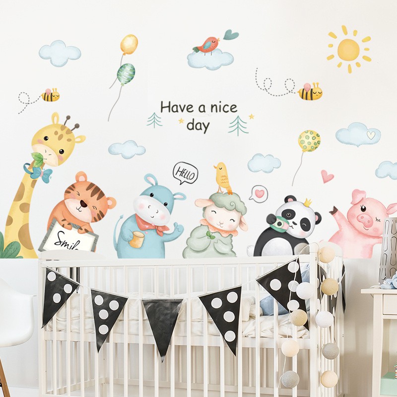 Decal dán tường hình động vật siêu cute Have a nice day